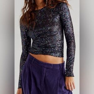 NWT - Free People Intimately - Black Sequin - S